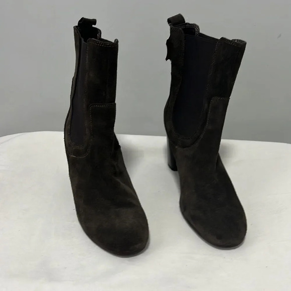 Gem's Chelsea high heel boots in brown leather pull on suede size 39 NWT - Picture 7 of 11